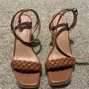 Brown Braided Strap Sandals